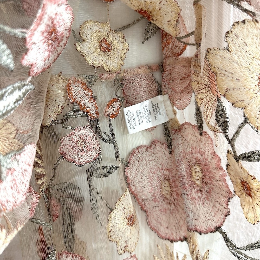 saltwater LUXE Sheer Floral Mini Dress in Pink, Orange, Cream - Picture 5 of 8
